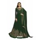 Dark Green Faux Georgette Embroidered Party Wear Suit