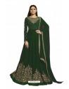 Dark Green Faux Georgette Embroidered Party Wear Suit