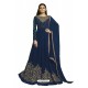 Navy Blue Faux Georgette Embroidered Party Wear Suit