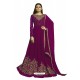 Purple Faux Georgette Embroidered Party Wear Suit