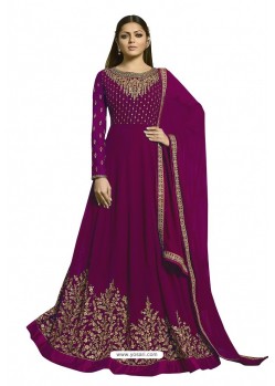 Purple Faux Georgette Embroidered Party Wear Suit