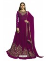 Purple Faux Georgette Embroidered Party Wear Suit