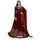 Maroon Faux Georgette Embroidered Party Wear Suit