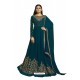 Teal Blue Faux Georgette Embroidered Party Wear Suit