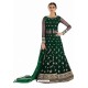 Dark Green Net Embroidered Party Wear Suit