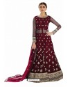 Maroon Net Embroidered Party Wear Suit