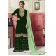 Dark Green Georgette Embroidered Palazzo Suit