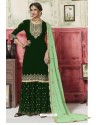 Dark Green Georgette Embroidered Palazzo Suit