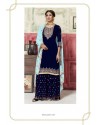 Navy Blue Georgette Embroidered Palazzo Suit