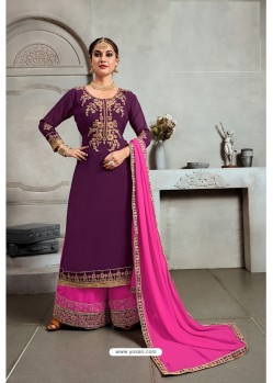 Purple Blooming Georgette Palazzo Suit