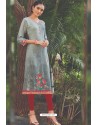 Grey Rayon Printed Readymade Kurti