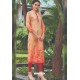 Cream And Orange Rayon Printed Readymade Kurti