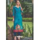 Teal Blue Rayon Printed Readymade Kurti