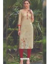 Beige Rayon Printed Readymade Kurti