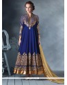 Glorious Faux Georgette Blue Anarkali Salwar Suit