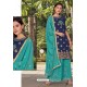 Navy And Mint Opera Handworked Palazzo Suit