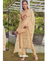 Golden Chanderi Handworked Churidar Suit