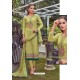 Parrot Green Chanderi Handworked Churidar Suit