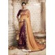 Maroon And Peach Chanderi Silk Zari Embroidered Designer Saree