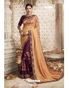 Maroon And Peach Chanderi Silk Zari Embroidered Designer Saree