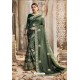 Dark Green Chanderi Silk Zari Embroidered Designer Saree