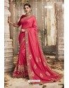 Rani Chanderi Silk Zari Embroidered Designer Saree