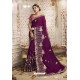 Purple Chanderi Silk Zari Embroidered Designer Saree