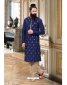 Navy Blue Slub Silk Kurta Pajama