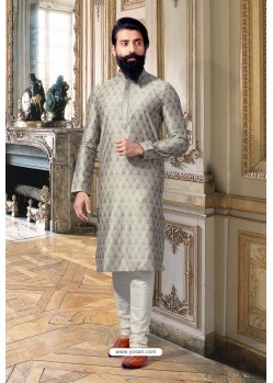 Grey Jacquard Kurta Pajama