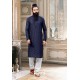 Navy Blue Dupion Silk Kurta Pajama