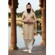 Beige And White Poly Viscose Kurta Pajama