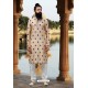 Beige And Blue Poly Viscose Kurta Pajama