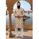 Beige And Black Poly Viscose Kurta Pajama