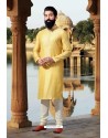 Yellow Jacquard Kurta Pajama