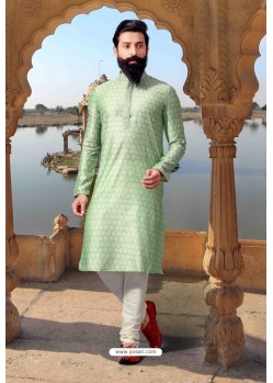 Green Jacquard Kurta Pajama