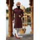 Maroon Jacquard Kurta Pajama