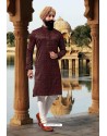 Maroon Jacquard Kurta Pajama