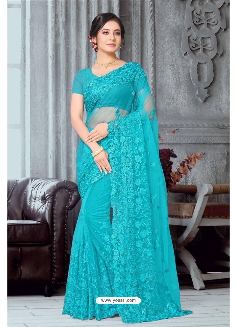 Buy Net Sky Blue Sari (NWSA-6026) Online