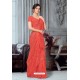 Light Red Net Heavy Embroidered Party Wear Saree