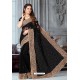 Black And Gold Net Heavy Embroidered Party Wear Saree