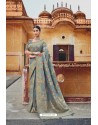 Grey Silk Multi Weaving Designer Saree
