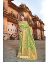 Parrot Green Silk Multi Weaving Designer Saree