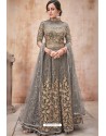 Taupe Net Heavy Zari Embroidery Anarkali Suit