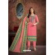 Light Pink Cambric Cotton Printed Straight Suit