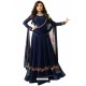 Navy Blue Faux Georgette Embroidered Anarkali Suit