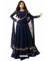 Navy Blue Faux Georgette Embroidered Anarkali Suit