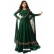 Dark Green Faux Georgette Embroidered Anarkali Suit