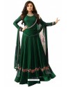 Dark Green Faux Georgette Embroidered Anarkali Suit