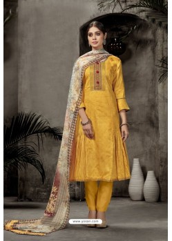 Yellow Pure Jam Silk Straight Suit