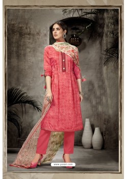 Dark Peach Pure Jam Silk Straight Suit